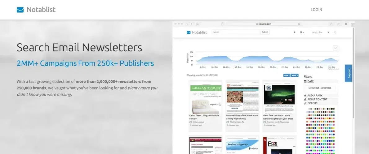 Notablist: Design Inspiration and Competitive Research for Email Marketers 1 notablist header