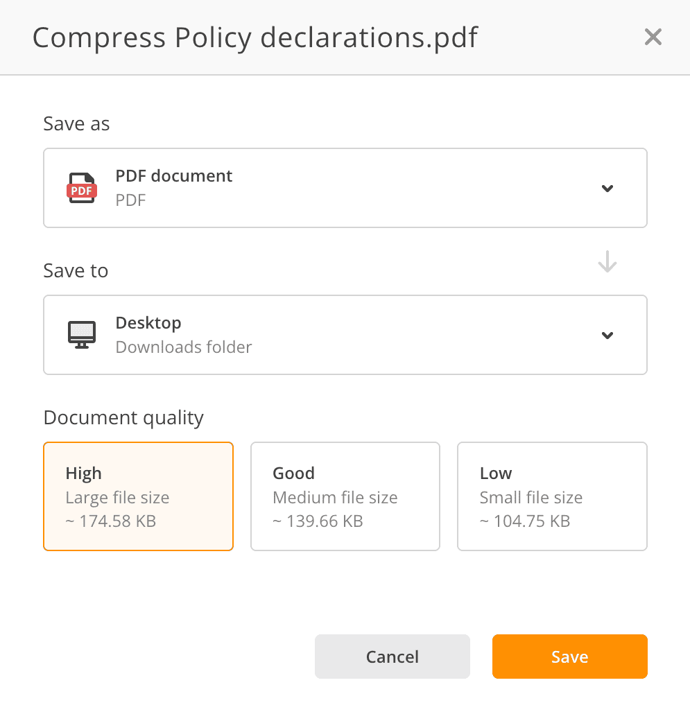 pdfFiller: Compress PDF Files for Free and Eliminate Space, Download, or Attachment Woes 14 pdffiller-compress-pdf-quality