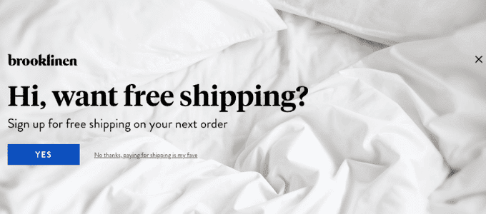 Examples of Exit-Intent Pop-ups That Will Improve Your Conversion Rates 57 Free Shipping E-commerce Exit Intent Popup