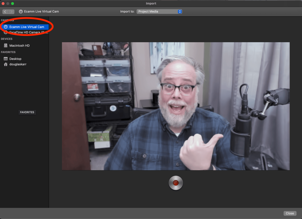 Recording for iMovie with a Web Camera and Different Microphone 20 Ecamm Live Virtual Camera Source in iMovie
