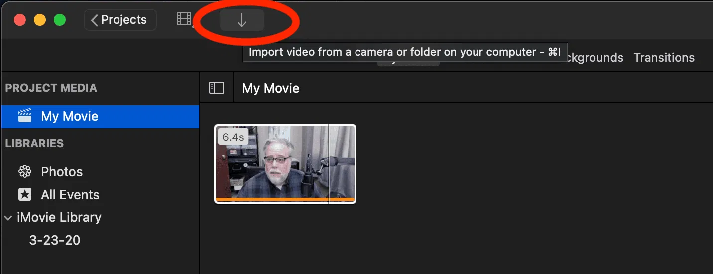 Recording for iMovie with a Web Camera and Different Microphone 23 import-video-from-camera-imovie