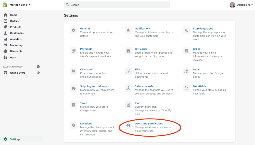 How To Add Your Agency As A Collaborator To Your Shopify Store 23 Shopify Dashboard User and Permissions Settings