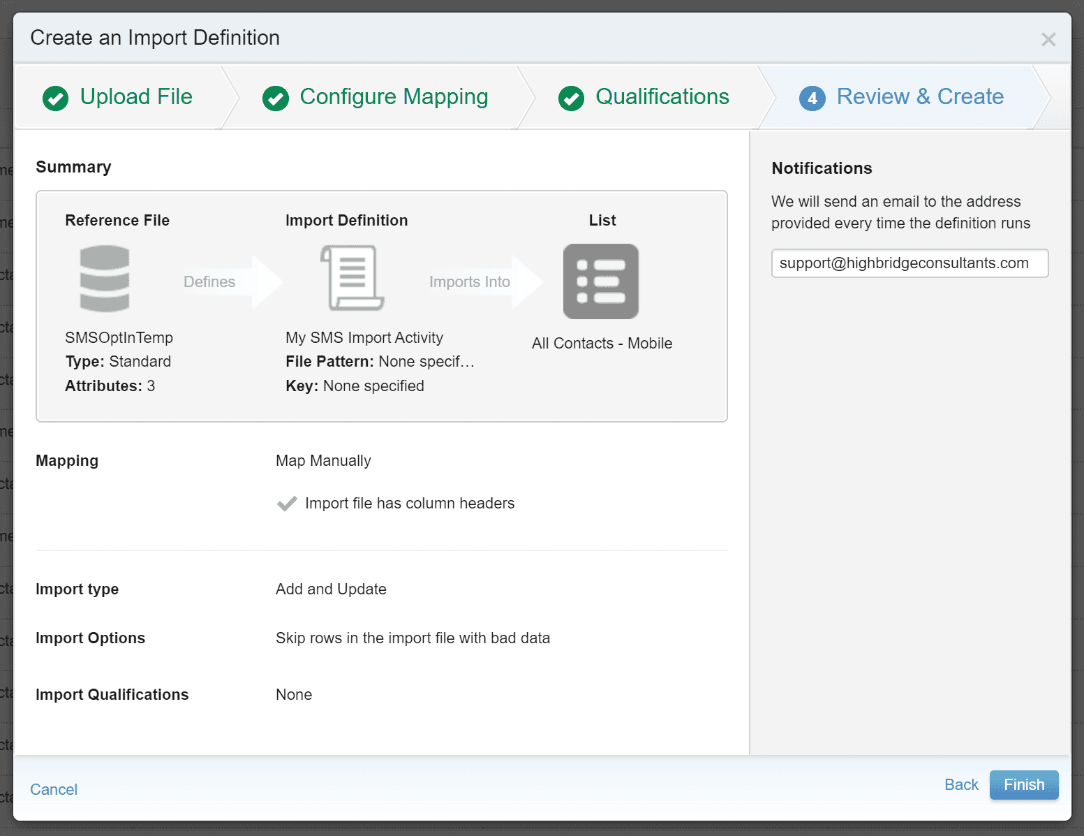 Marketing Cloud: How to Create an Automation in Automation Studio to Import SMS Contacts into MobileConnect 53 review-create-import-definition-contact-builder-mobileconnect-import