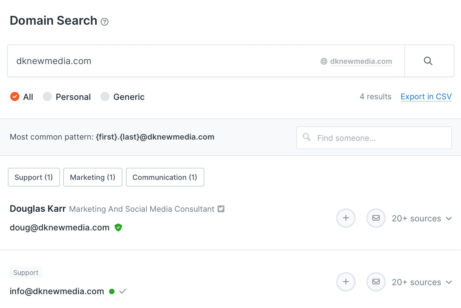 Hunter: How To Find A B2B Contact Email Address In Seconds 18 hunter-email-addresses-by-domain