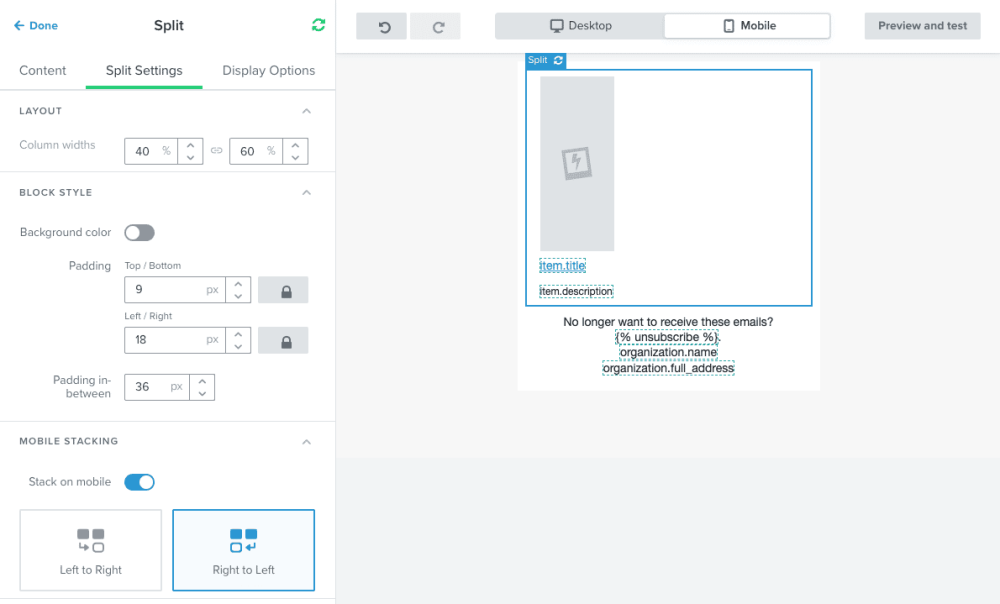 How To Publish Your Shopify Blog Feed In Your Klaviyo Email Template 87 Klaviyo Split Block for Shopify Blog Post Articles stacked on Mobile