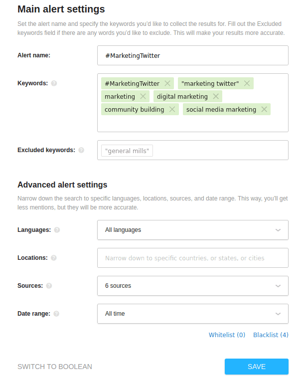 8 Tools For Influencer Marketing Research Relevant To Your Niche 58 awario-influencer-alert-settings