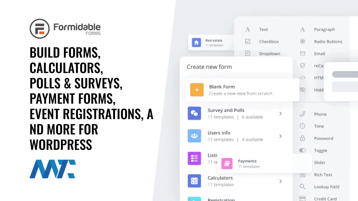 Formidable: Build Forms, Calculators, Surveys, Payment Forms, Event Registrations, And More For WordPress 1 Build Calculators, Forms, Payments, Registrations, Surveys, on WordPress with Formidable