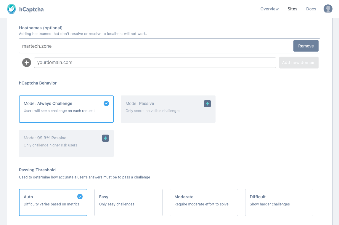 hCaptcha: An Intelligent, Private CAPTCHA Alternative To Google ReCAPTCHA 19 hcaptcha-settings