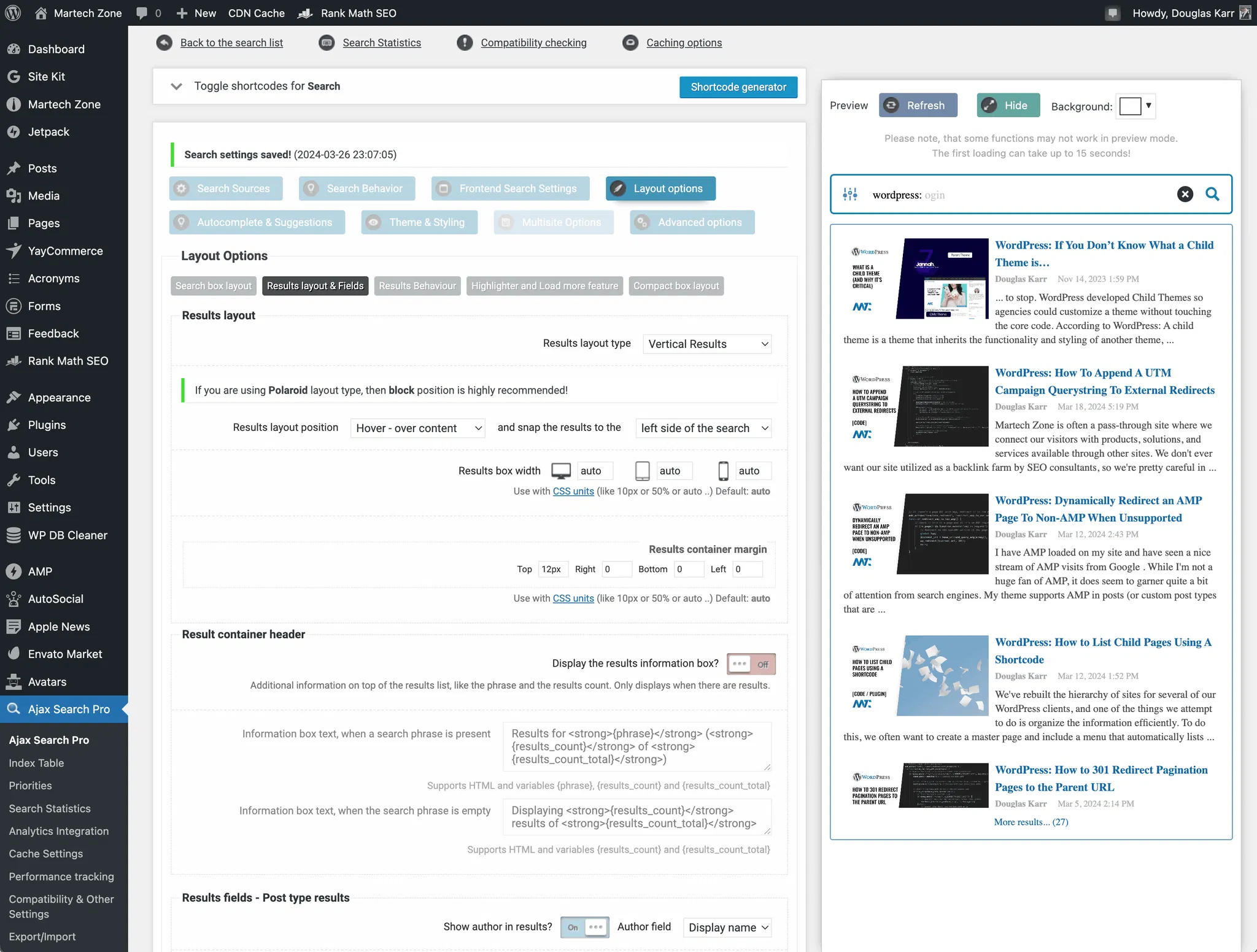 WordPress: Ajax Search Pro Provides Live Search Results With Autocomplete 16 ajax-search-pro-settings-and-preview