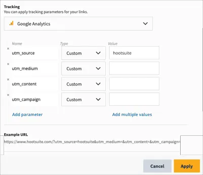 Hootsuite: How to Add Google Analytics 4 UTM Campaign Tracking To Your Social Media Posts 9 Hootsuite Google Analytics UTM Campaign Parameters