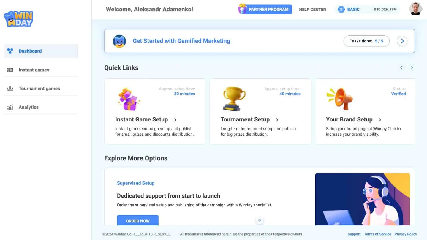Winday: How To Utilize a Marketing Gamification Platform For Acquisition, Upsell, Retention, and Data Capture 42 winday-img1-dashboard
