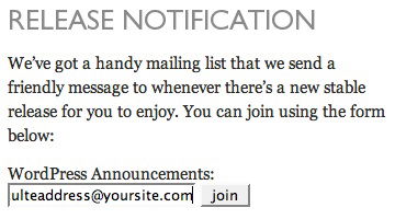 WordPress Release Notification