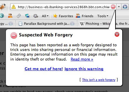 Firefox Phishing Warning
