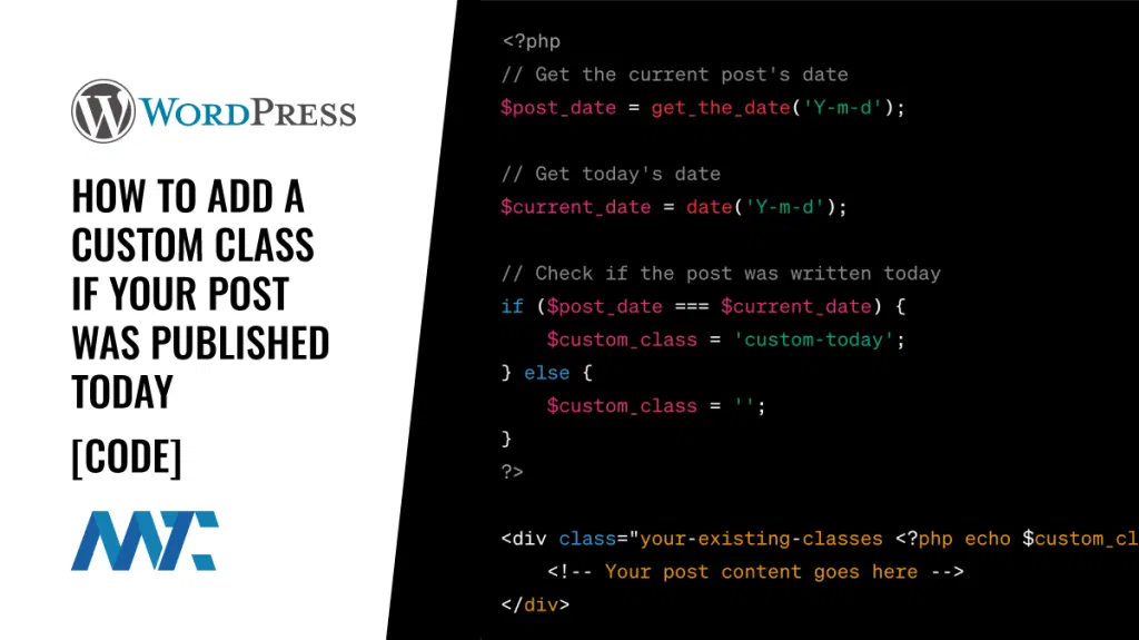 Wordpress custom class for today