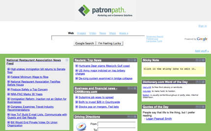 Google Applications Custom Start Page for Patronpath