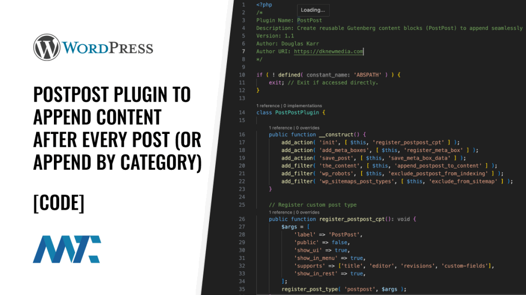 PostPost: Append Content After Every Post (Or Append By Category)