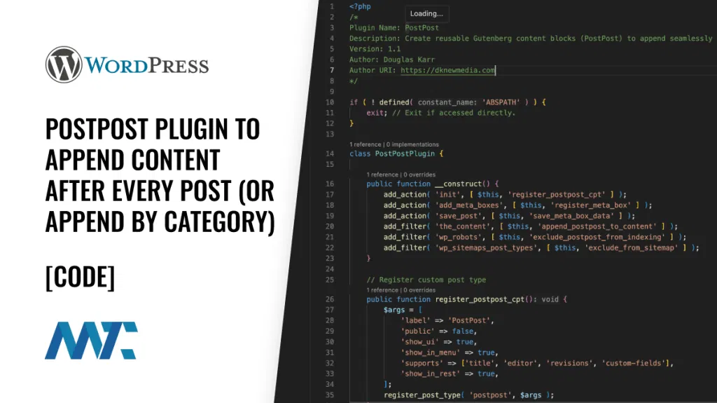 PostPost: Append Content After Every Post (Or Append By Category)