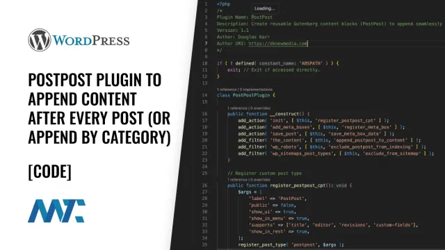 PostPost: Append Content After Every Post (Or Append By Category)
