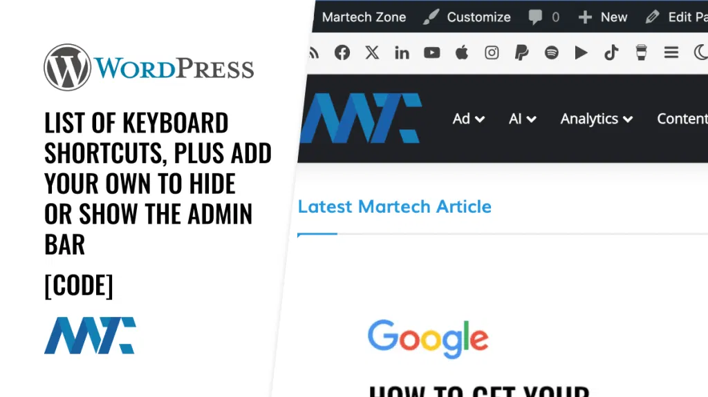 WordPress Keyboard Shortcuts: Hide or Show WordPress Admin Bar