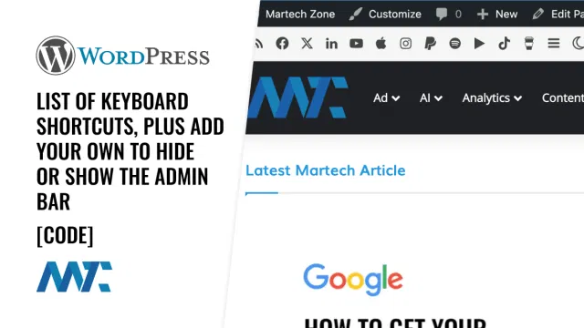 WordPress Keyboard Shortcuts: Hide or Show WordPress Admin Bar