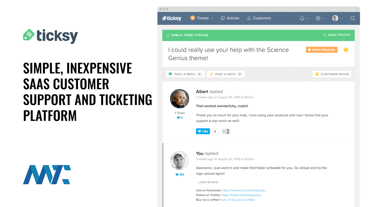 Ticksy Customer Service and Support Ticketing Platform for SaaS
