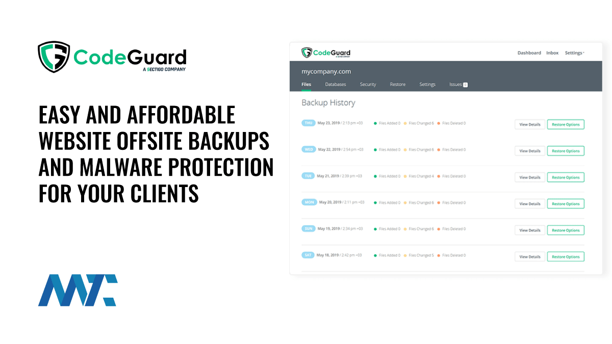 Codeguard Offsite website backups for clients