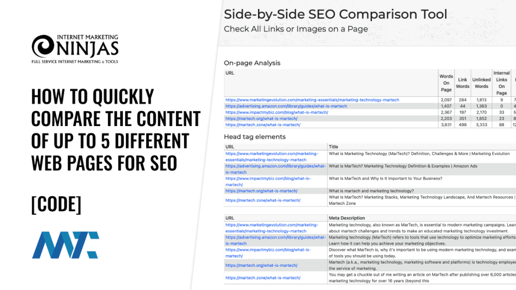 SEO Compare Page Tool