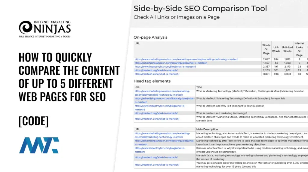 SEO Compare Page Tool