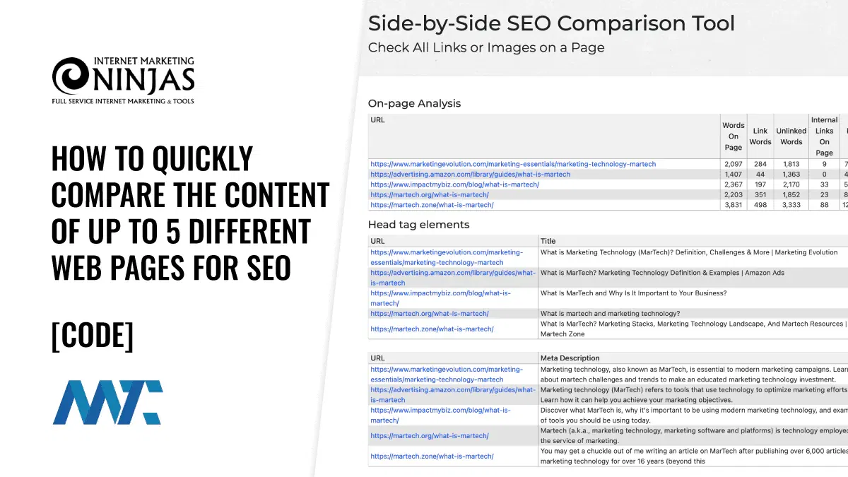 SEO Compare Page Tool