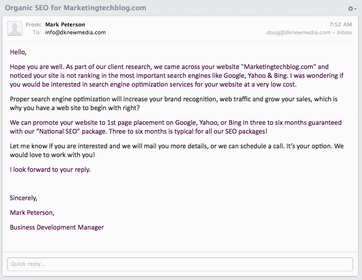 Please Don't Fall for SEO Email SPAM 10 Screen Shot 2014-01-15 at 12.35.07 PM