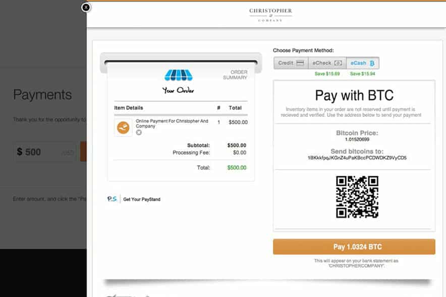 a2 Payments website checkout btc
