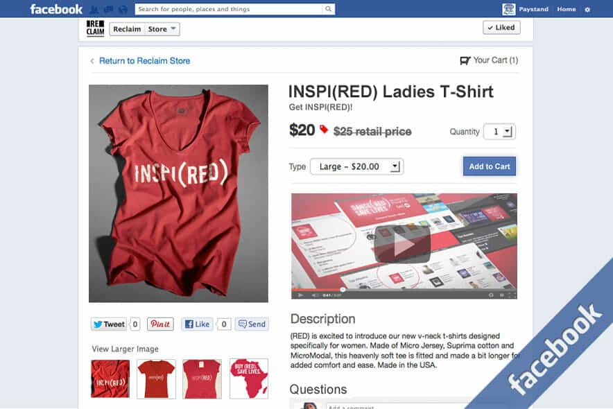 a5 Facebook product page