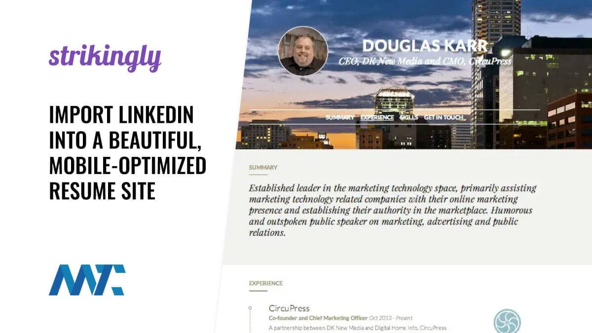 Strikingly: Import Your LinkedIn Profile Into A Beautiful, Mobile-Optimized Resume Site 1 Strikingly LinkedIn Import Resume Website Builder