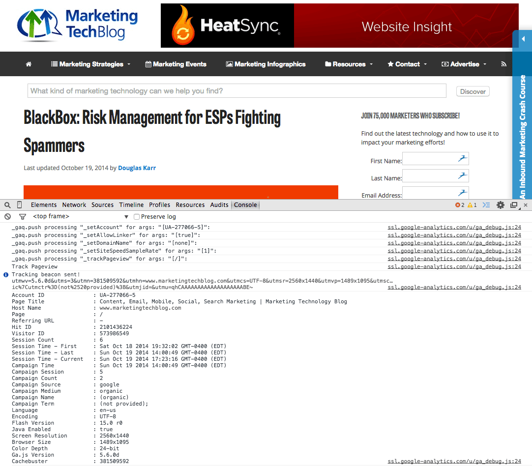 Google Analytics Tracking Pixel Debugger