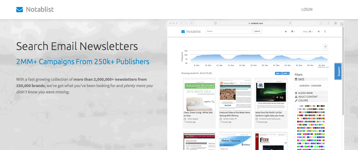 Notablist: Design Inspiration and Competitive Research for Email Marketers 1 notablist header