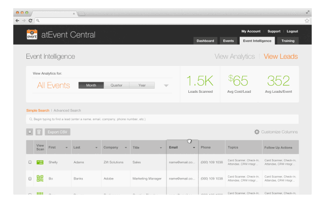 atEvent Contact Browser
