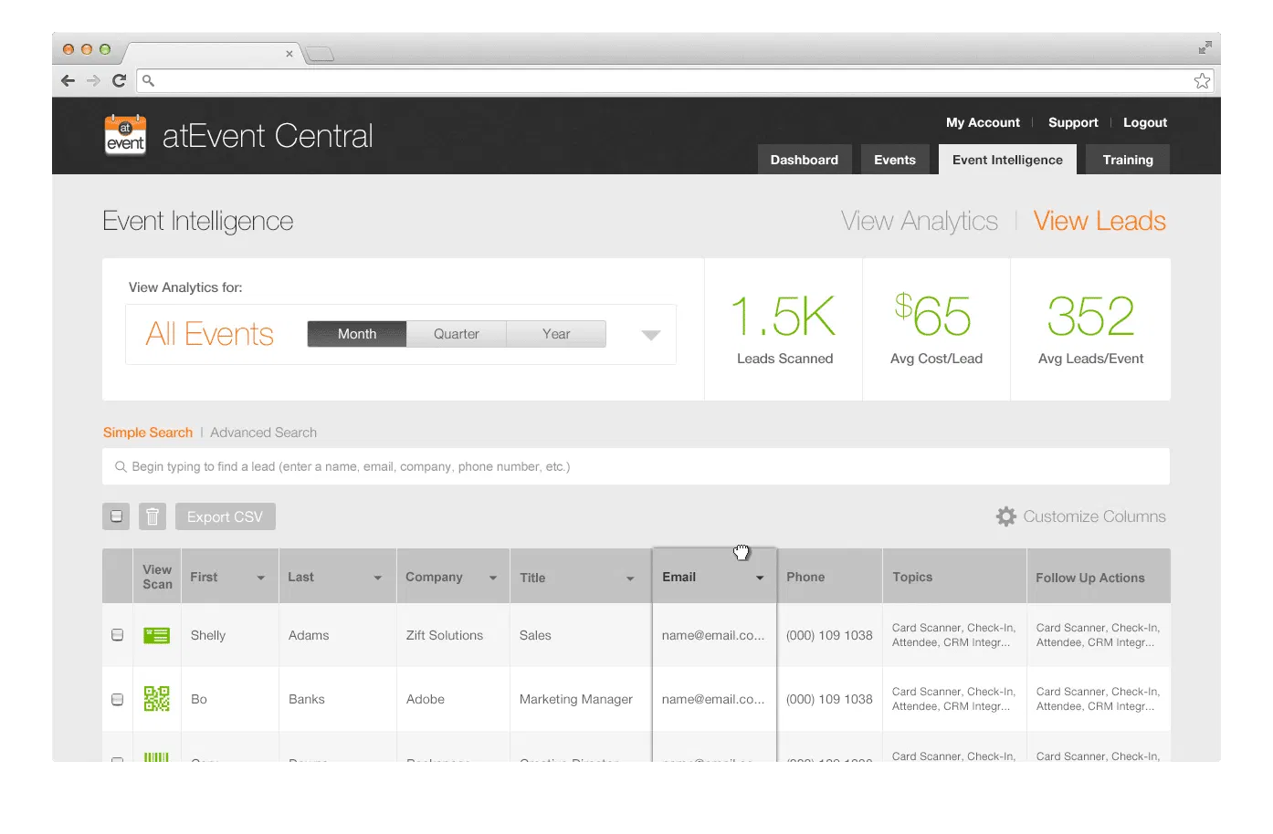 atEvent Contact Browser