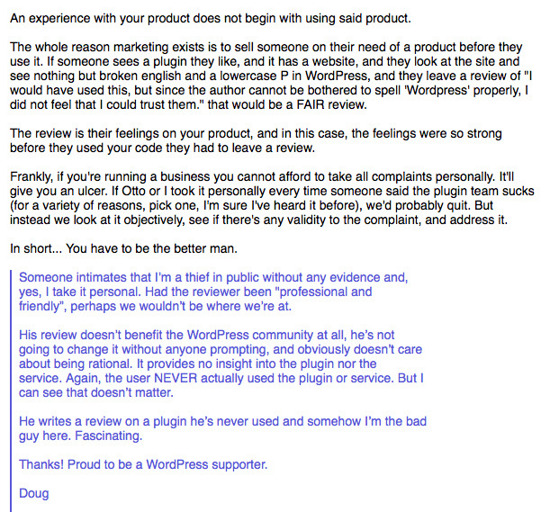 Something Smells with WordPress Plugin Ratings & Reviews 25 Be the better man