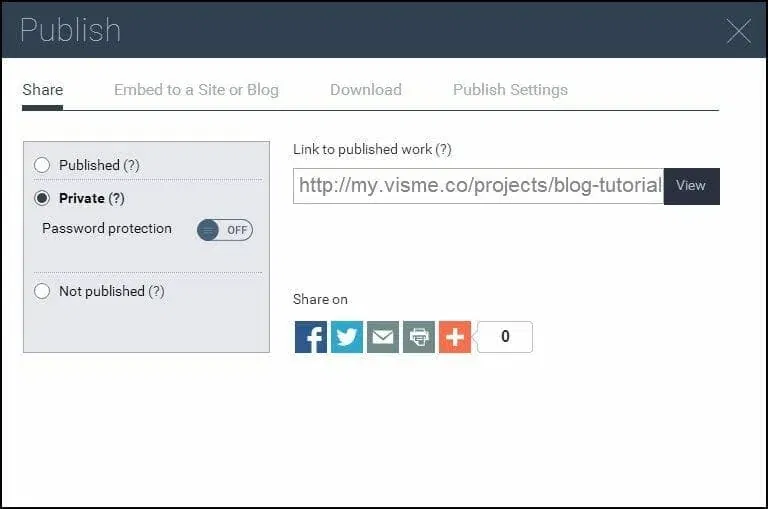 Visme - Private Publishing