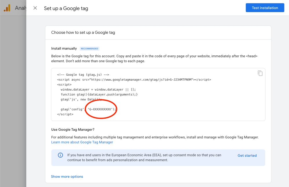 identificador de mesura de google analytics