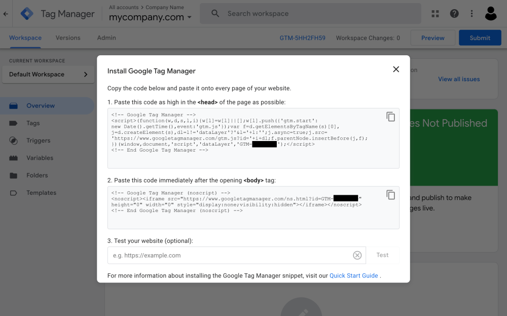 Google Tag Manager: instal·la l'script