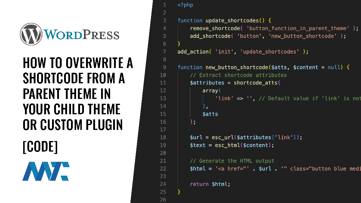 WordPress: How To Overwrite a Shortcode From a Parent Theme in Your Child Theme or Custom Plugin 1 How to overwrite a shortcode from a WordPress theme