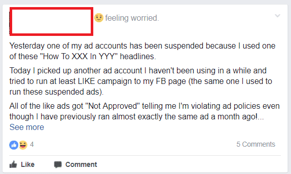 Facebook Ad Suspended