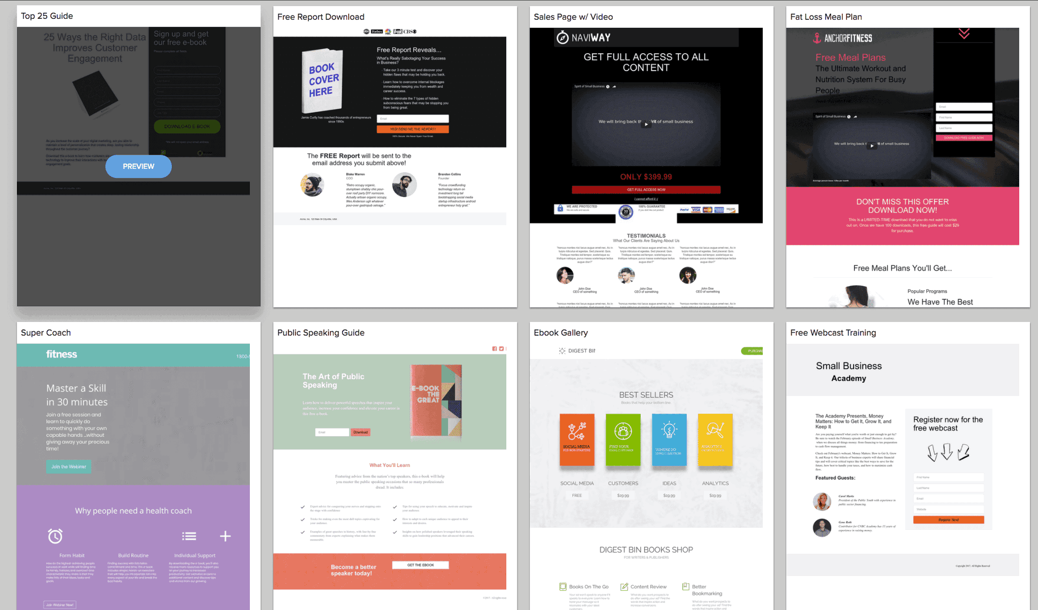 Infusionsoft Landing Page Templates
