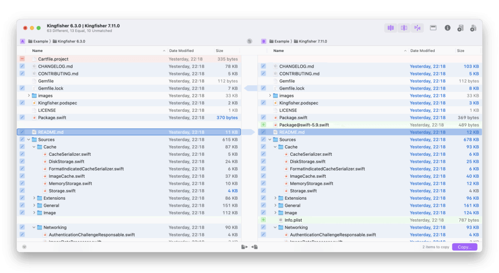 Калейдоскоп: обзор файл, папки и изменения изображения в секундах MacOS 28 Калейдоскоп: сравните директоров