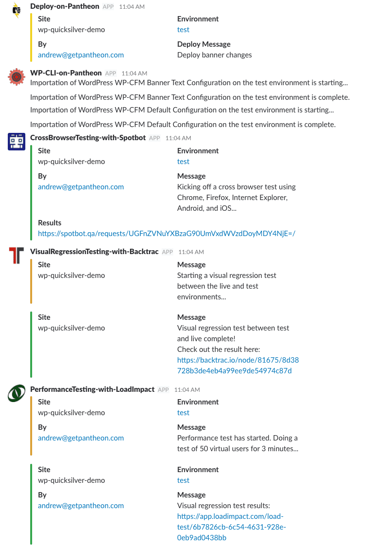 Pantheon Workflow Settings