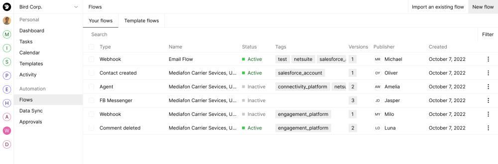 Bird Automation Flows