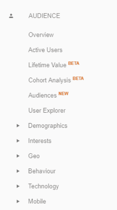 Google Analytics Audience Reporting