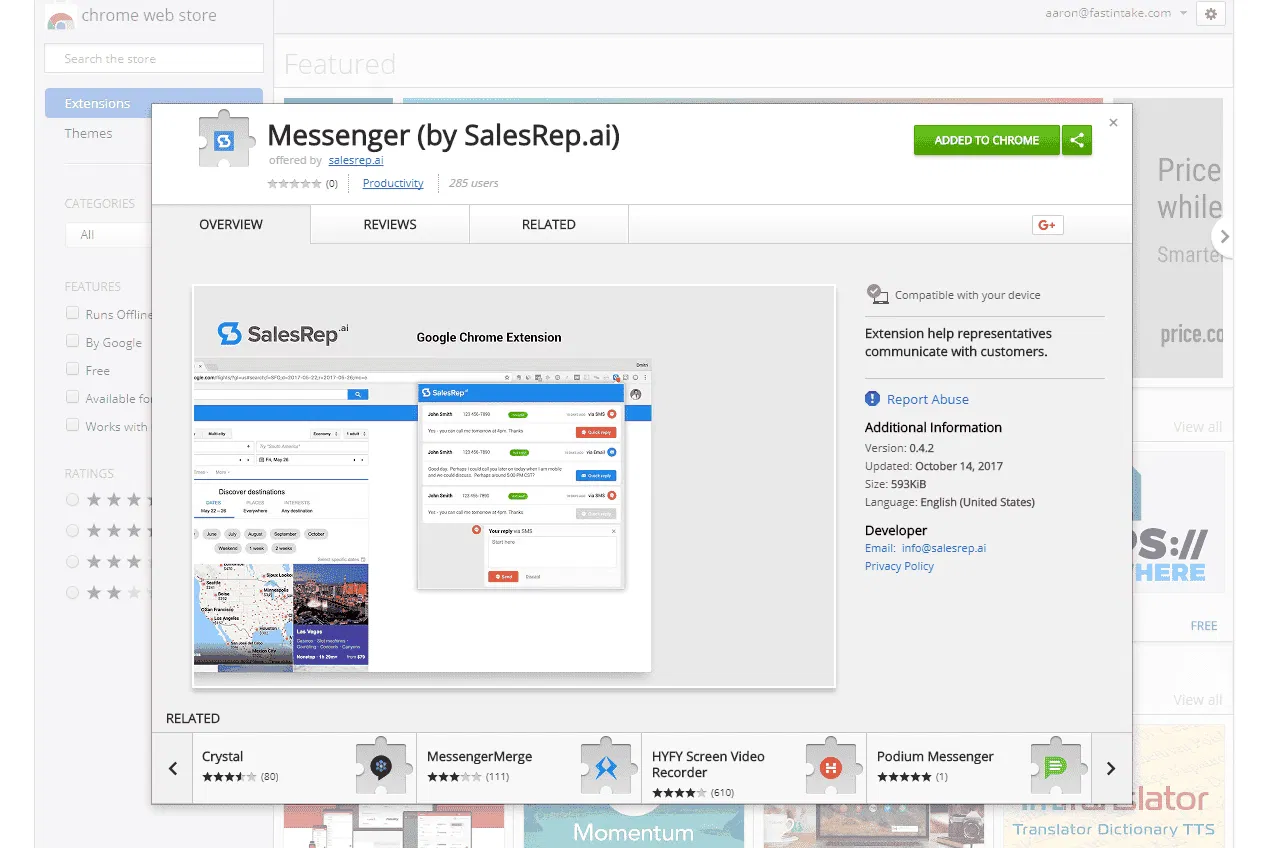 SalesRep Chrome Extension