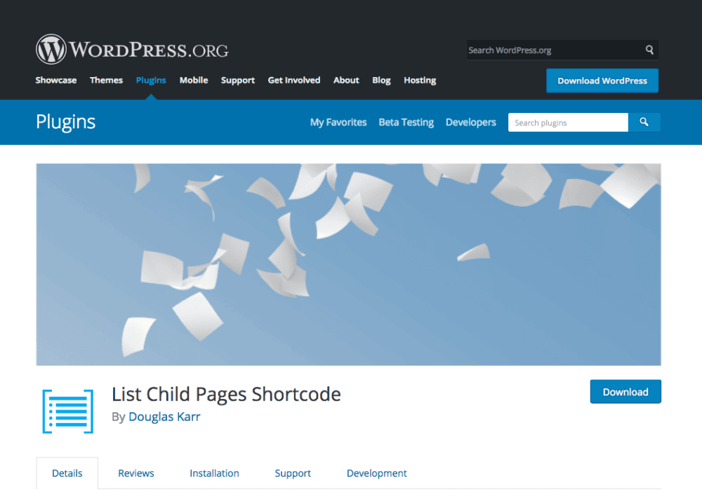 WordPress Plugin for Listing Child Pages